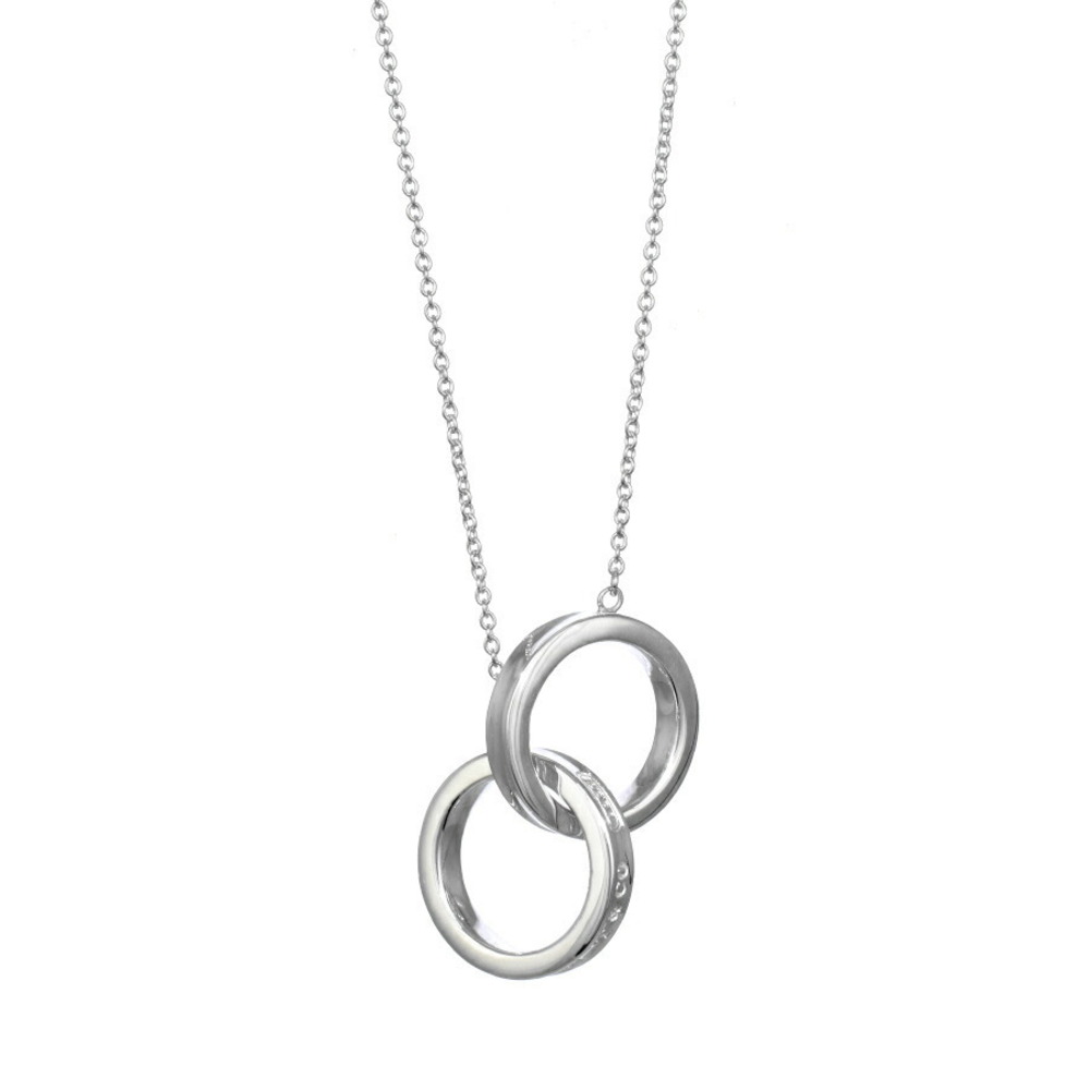 Tiffany Interlocking Circle Pendant Necklace Silv… - image 1